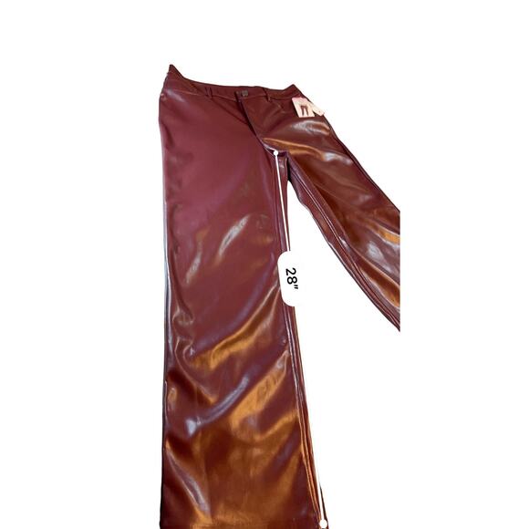 NWT Joie Burgundy Faux Leather Pant - Size 6 - Picture 7 of 14